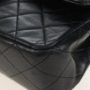 CHANEL Matelasse 25 Chain Shoulder Bag Lamb Skin Black Gold CC Auth 211559SAM-12