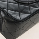 CHANEL Matelasse 25 Chain Shoulder Bag Lamb Skin Black Gold CC Auth 211559SAM-13