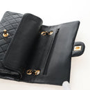 CHANEL Matelasse 25 Chain Shoulder Bag Lamb Skin Black Gold CC Auth 211559SAM-16