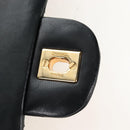 CHANEL Matelasse 25 Chain Shoulder Bag Lamb Skin Black Gold CC Auth 211559SAM-17