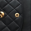 CHANEL Matelasse 25 Chain Shoulder Bag Lamb Skin Black Gold CC Auth 211559SAM-21