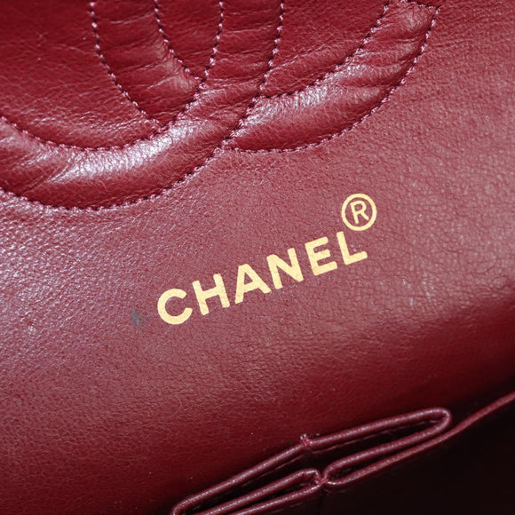 CHANEL Matelasse 25 Chain Shoulder Bag Lamb Skin Black Gold CC Auth 211559SAM