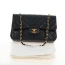 CHANEL Matelasse 25 Chain Shoulder Bag Lamb Skin Black Gold CC Auth 211559SAM-31