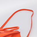CELINE Luggage Nano Shopper Hand Bag Leather 2way Orange Gold Auth 211569V-10