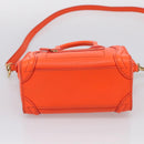 CELINE Luggage Nano Shopper Hand Bag Leather 2way Orange Gold Auth 211569V-11
