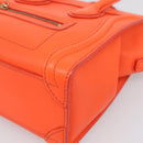 CELINE Luggage Nano Shopper Hand Bag Leather 2way Orange Gold Auth 211569V-12