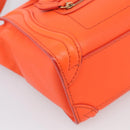 CELINE Luggage Nano Shopper Hand Bag Leather 2way Orange Gold Auth 211569V-13