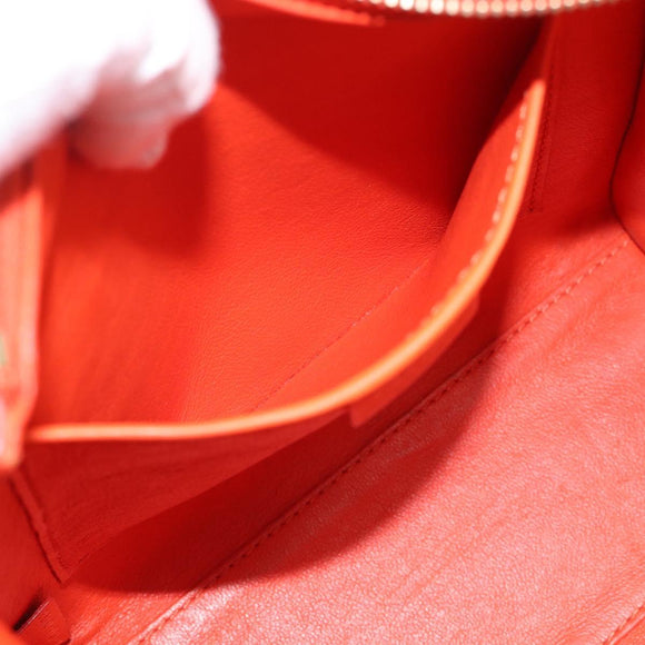 CELINE Luggage Nano Shopper Hand Bag Leather 2way Orange Gold Auth 211569V