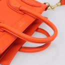 CELINE Luggage Nano Shopper Hand Bag Leather 2way Orange Gold Auth 211569V-7