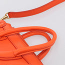 CELINE Luggage Nano Shopper Hand Bag Leather 2way Orange Gold Auth 211569V-8