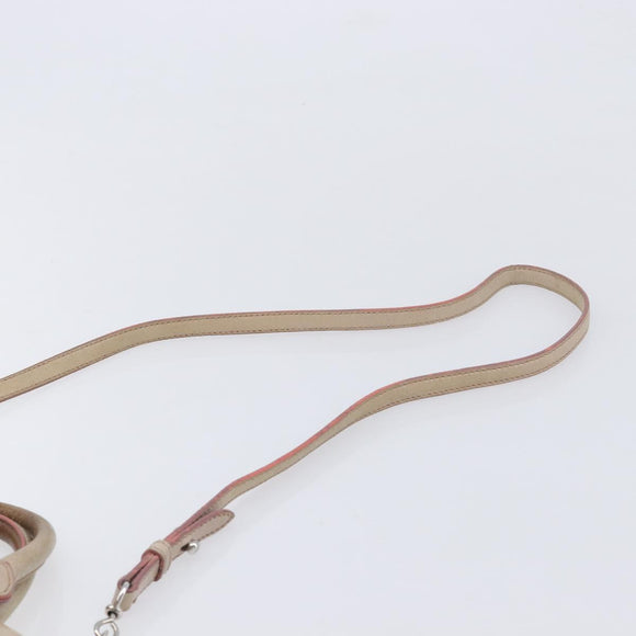 Miu Miu Vitellolux Hand Bag Leather 2way Beige Silver Auth 211577A