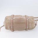 Miu Miu Vitellolux Hand Bag Leather 2way Beige Silver Auth 211577A-13