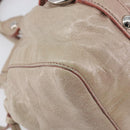 Miu Miu Vitellolux Hand Bag Leather 2way Beige Silver Auth 211577A-15