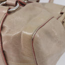 Miu Miu Vitellolux Hand Bag Leather 2way Beige Silver Auth 211577A-16