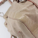 Miu Miu Vitellolux Hand Bag Leather 2way Beige Silver Auth 211577A-17