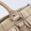 Miu Miu Vitellolux Hand Bag Leather 2way Beige Silver Auth 211577A-19