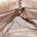 Miu Miu Vitellolux Hand Bag Leather 2way Beige Silver Auth 211577A-23