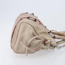 Miu Miu Vitellolux Hand Bag Leather 2way Beige Silver Auth 211577A-4