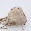 Miu Miu Vitellolux Hand Bag Leather 2way Beige Silver Auth 211577A-5