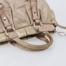 Miu Miu Vitellolux Hand Bag Leather 2way Beige Silver Auth 211577A-7