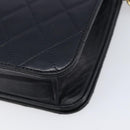 CHANEL Matelasse Chain Shoulder Bag Lamb Skin Black Gold CC Auth 211578V-12