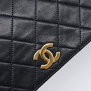 CHANEL Matelasse Chain Shoulder Bag Lamb Skin Black Gold CC Auth 211578V-14
