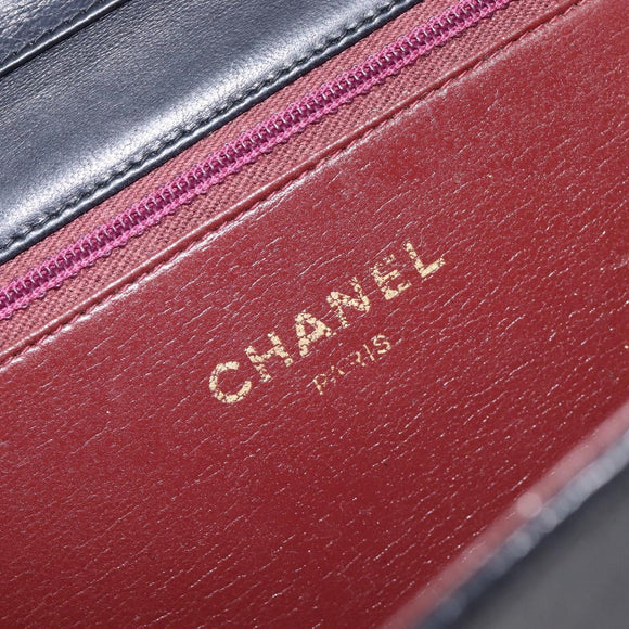 CHANEL Matelasse Chain Shoulder Bag Lamb Skin Black Gold CC Auth 211578V
