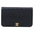 CHANEL Matelasse Chain Shoulder Bag Lamb Skin Black Gold CC Auth 211578V-2