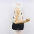 CHANEL Matelasse Chain Shoulder Bag Lamb Skin Black Gold CC Auth 211578V-23