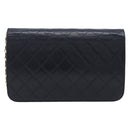 CHANEL Matelasse Chain Shoulder Bag Lamb Skin Black Gold CC Auth 211578V-3