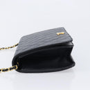 CHANEL Matelasse Chain Shoulder Bag Lamb Skin Black Gold CC Auth 211578V-5