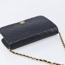 CHANEL Matelasse Chain Shoulder Bag Lamb Skin Black Gold CC Auth 211578V-6