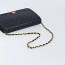 CHANEL Matelasse Chain Shoulder Bag Lamb Skin Black Gold CC Auth 211578V-7