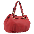 FENDI Celeria Tote Bag Leather Red Gold Auth 211586V-1