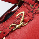 FENDI Celeria Tote Bag Leather Red Gold Auth 211586V-14