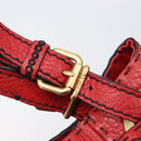 FENDI Celeria Tote Bag Leather Red Gold Auth 211586V-15