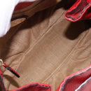 FENDI Celeria Tote Bag Leather Red Gold Auth 211586V-18
