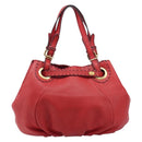 FENDI Celeria Tote Bag Leather Red Gold Auth 211586V-2