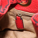 FENDI Celeria Tote Bag Leather Red Gold Auth 211586V-21