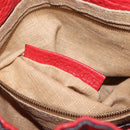 FENDI Celeria Tote Bag Leather Red Gold Auth 211586V-23