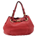 FENDI Celeria Tote Bag Leather Red Gold Auth 211586V-3