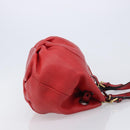 FENDI Celeria Tote Bag Leather Red Gold Auth 211586V-4