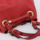 FENDI Celeria Tote Bag Leather Red Gold Auth 211586V-6