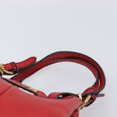 FENDI Celeria Tote Bag Leather Red Gold Auth 211586V-8