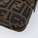 FENDI Zucca Canvas Mamma Baguette Shoulder Bag Brown Black Auth 211589V-10