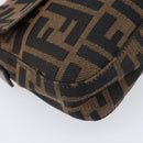 FENDI Zucca Canvas Mamma Baguette Shoulder Bag Brown Black Auth 211589V-11