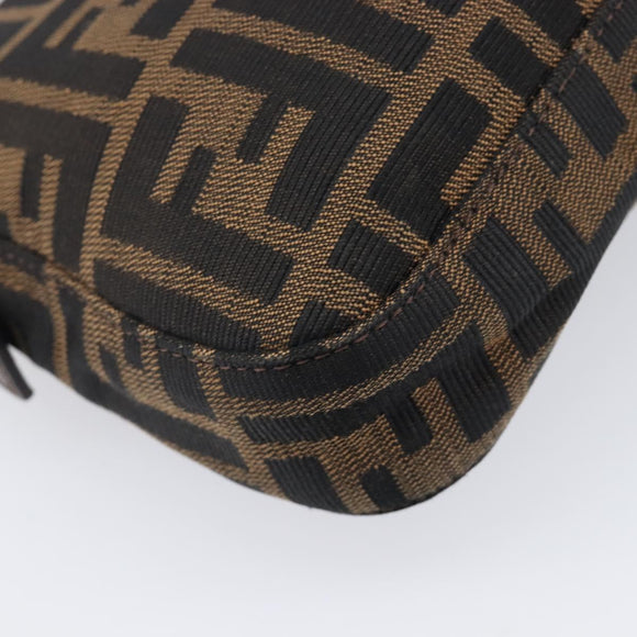 FENDI Zucca Canvas Mamma Baguette Shoulder Bag Brown Black Auth 211589V