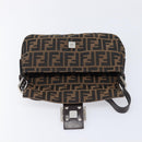 FENDI Zucca Canvas Mamma Baguette Shoulder Bag Brown Black Auth 211589V-16