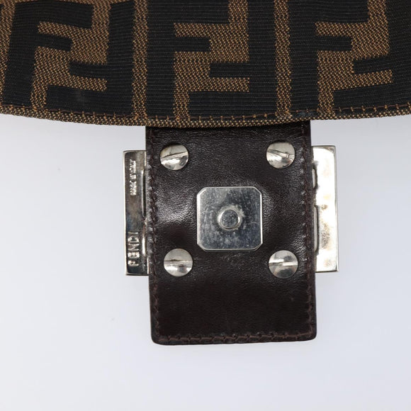 FENDI Zucca Canvas Mamma Baguette Shoulder Bag Brown Black Auth 211589V