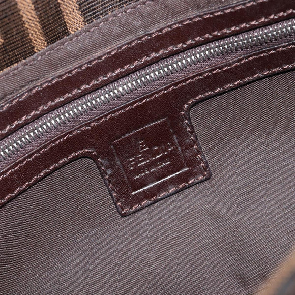 FENDI Zucca Canvas Mamma Baguette Shoulder Bag Brown Black Auth 211589V